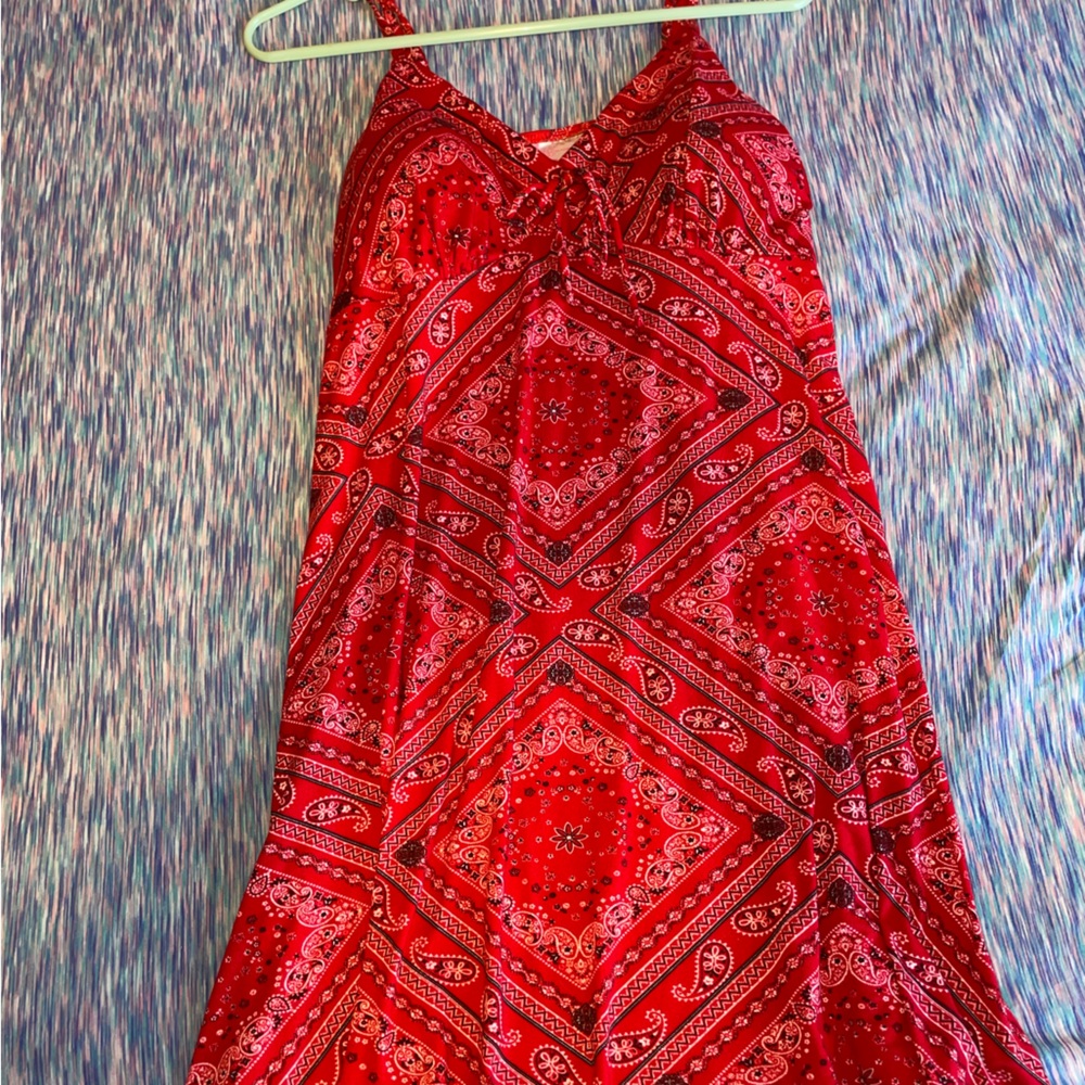Red paisley dress